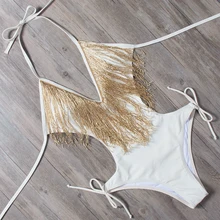 Г. пикантные бразильский женский купальник сплошной на завязках купальник монокини кисточкой без бретелек бандажный купальник Maillot De Bain Femme