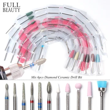 

Mix 6pc Rotate Burr Nail Drill Bit Accessory Ceramic Diamond Milling Cutter for Manicure Electric Grinder Nail File Tool CHJG/MS