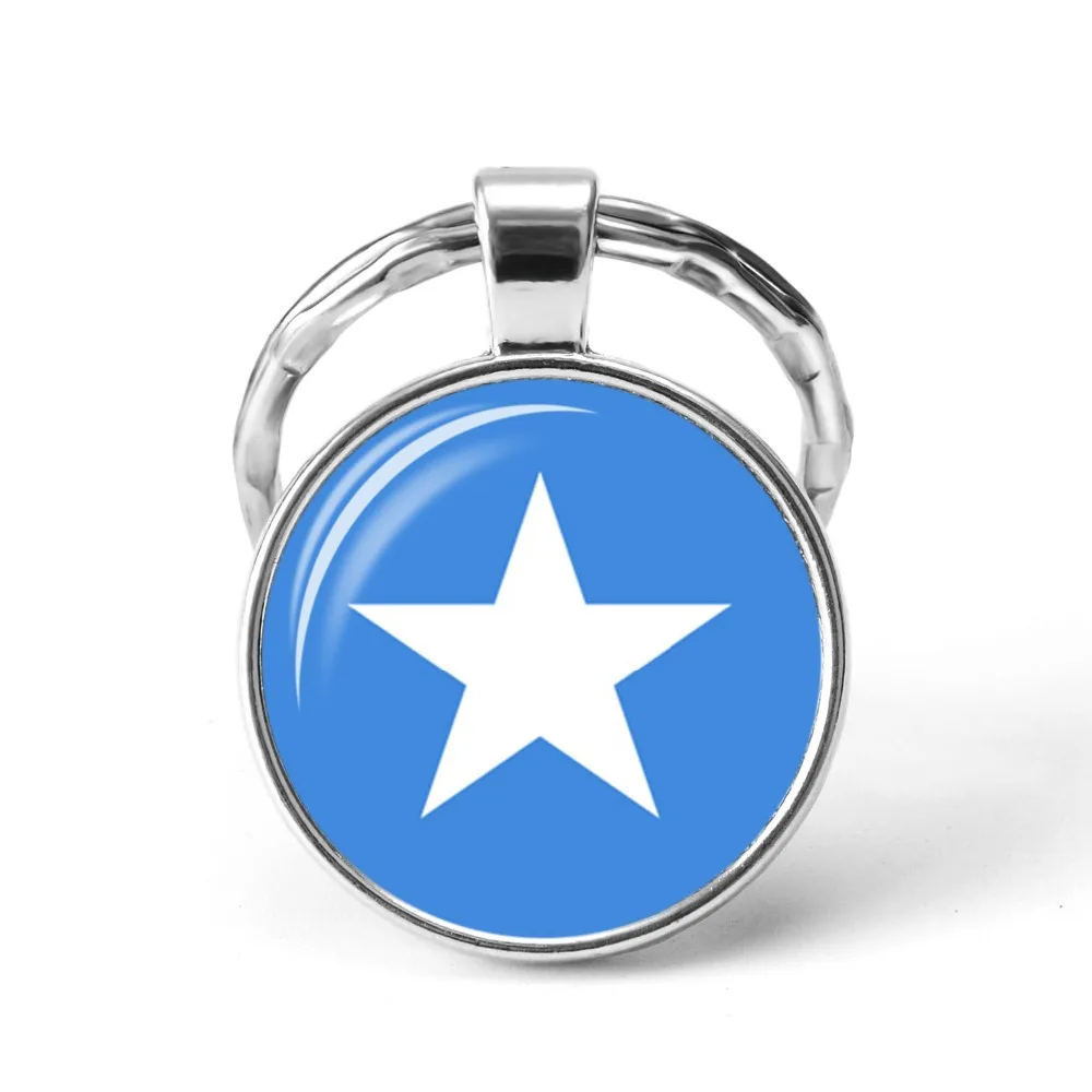 

2019 Metal Football World Cup Keychain Somalia / South Korea/ Cuba / China / Singapore National Flag Glass Cabochon Keyring