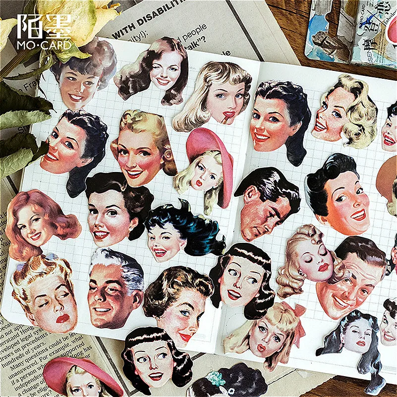 

40Pcs/set Retro Modeling Children Toy Stickers Diary Decoration Diary Sticker Stationery Sticker Memo Sticker Children's Gifts