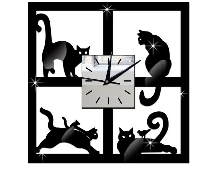 Черная кошка настенные часы современный Дизайн кошачий Дизайн Reloj часы для изучения Гостиная Спальня дома Свадебные украшения обои saati
