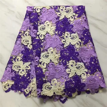 

Heavy Multi Color Nigerian Cord Lace Fabrics Water Soluble Lace Embroidered Fabric Swiss Lace Material African Guipure For Party