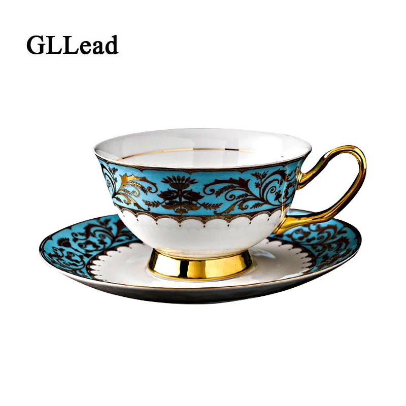 GLLead European Bone China Coffee Cup Teacup Porcelain Palace Fashion Gold Ceramic 200ml Breakfast Milk Tea Cups And Saucer Set GLLead European Bone China Coffee Cup Teacup Porcelain Palace Fashion Gold Ceramic 200ml Breakfast Milk Tea Cups And Saucer Set