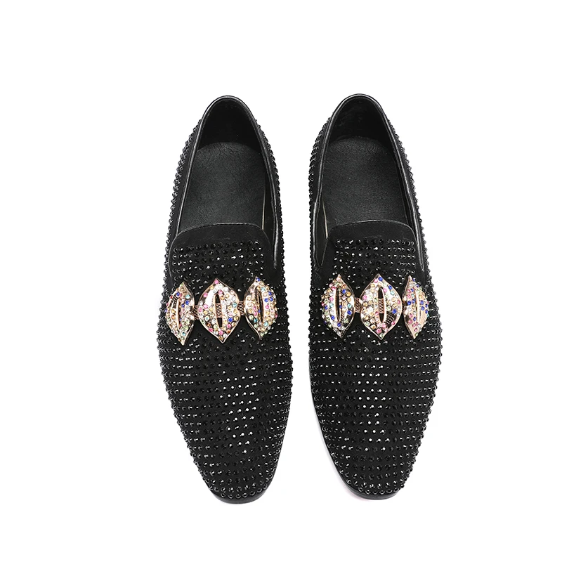 De Eunice balck Fumer En Mariage Métal Rouge Cuir Picture Picture Mocassins Couleur Chaussures Appartements Bouche Mélange Décoration Bling Mâle As Choo Daim Hommes as Cristal rxIw4Fpx