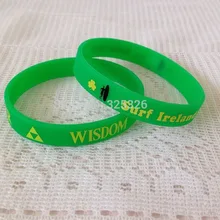 Горячий изготовленный на заказ Лайм зеленый твердый кремний браслет, желтый логотип серфинга Ирландия Печатный акционный Подарочный браслет