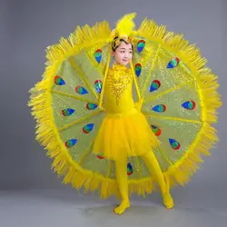 Милые обувь для девочек блестками Павлин детское танцевальное платье костюмы бальных танцев костюмы сцены карнавал одежда