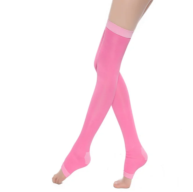 Новые женские 420D противовариационные лайкры тонкие ноги дымоход медицинские чулки компрессионное давление medias meias bas botas - Цвет: Розовый