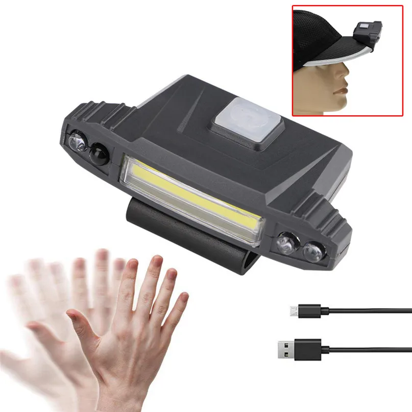 

Camping Cap Light Built-in battery Infrared Induction LED USB Rechargeable Clip On Cap Light Headlamps Outdoor Tools #2o09