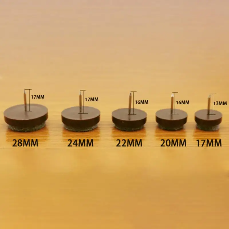 20 шт Высокое качество войлочные ножки накладки для скольжения мебельный гвоздь протектор пол стол стул ноги 17 мм/20 мм/22 мм/24 мм/28 мм