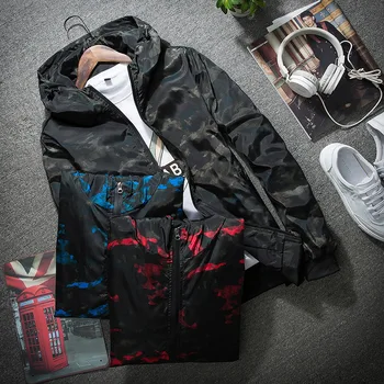 

2017 Fashion Spring Autumn Mens Casual Camouflage Hoodie Jacket Men Waterproof Clothes Men's Windbreaker Coat Male Outwear 4XL