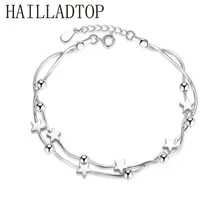 Серебряный браслет с пентаграммой, модные высококачественные ювелирные изделия,, регулируемый браслет, ручная цепочка,, Женские Ювелирные изделия, подарок