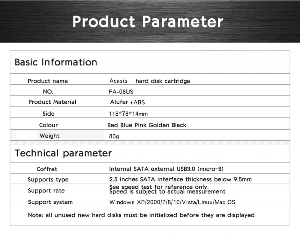 USB 3,0 до 2,5 дюймов без инструментов SATA жесткие диски SSD корпус внешний корпус Поддержка 1 ТБ HDD