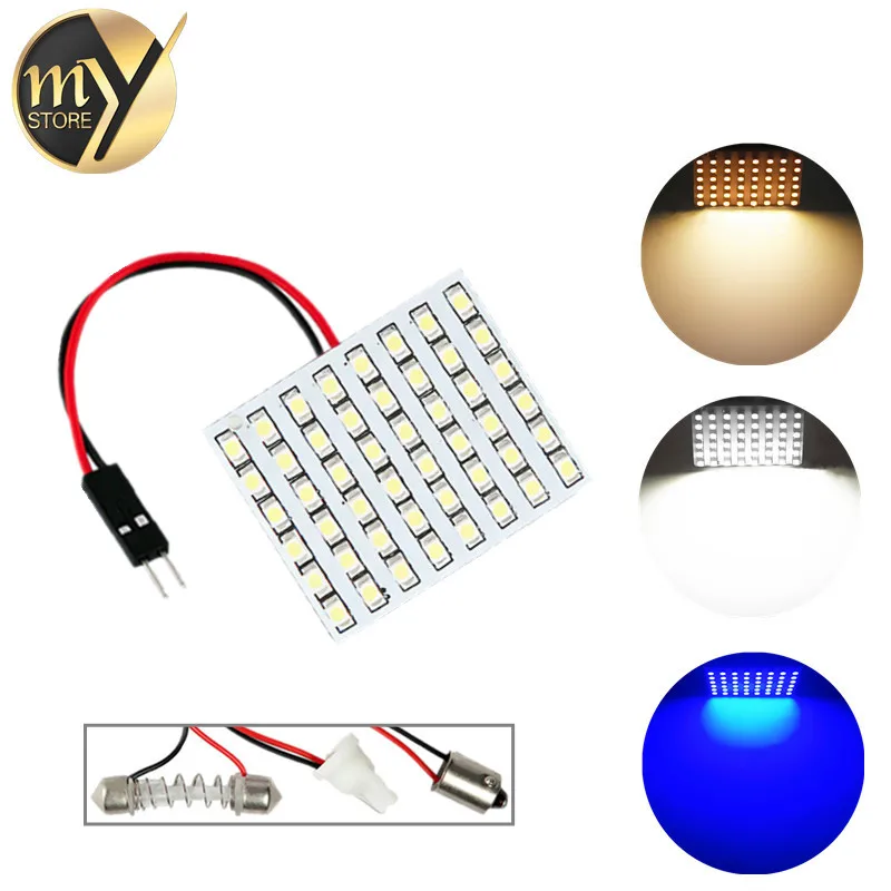 10 шт. 48 smd led 12 в панель светодиодов 3528 белый желтый синий w5w c5w t4w BA9S Автомобильная