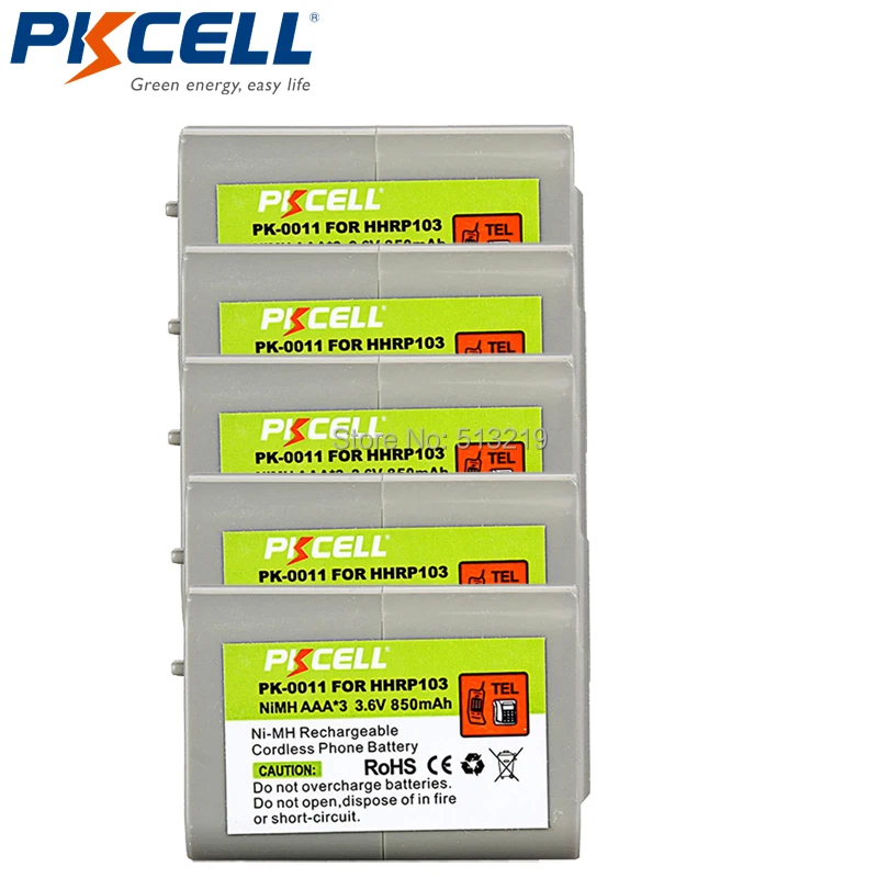 

5 Packs HHR-P103 Cordless Phone Battery Replacement for Panasonic KX-TD7896, HHR-P103, KX-TD7680, AT&T EP5632, KX-TD7684