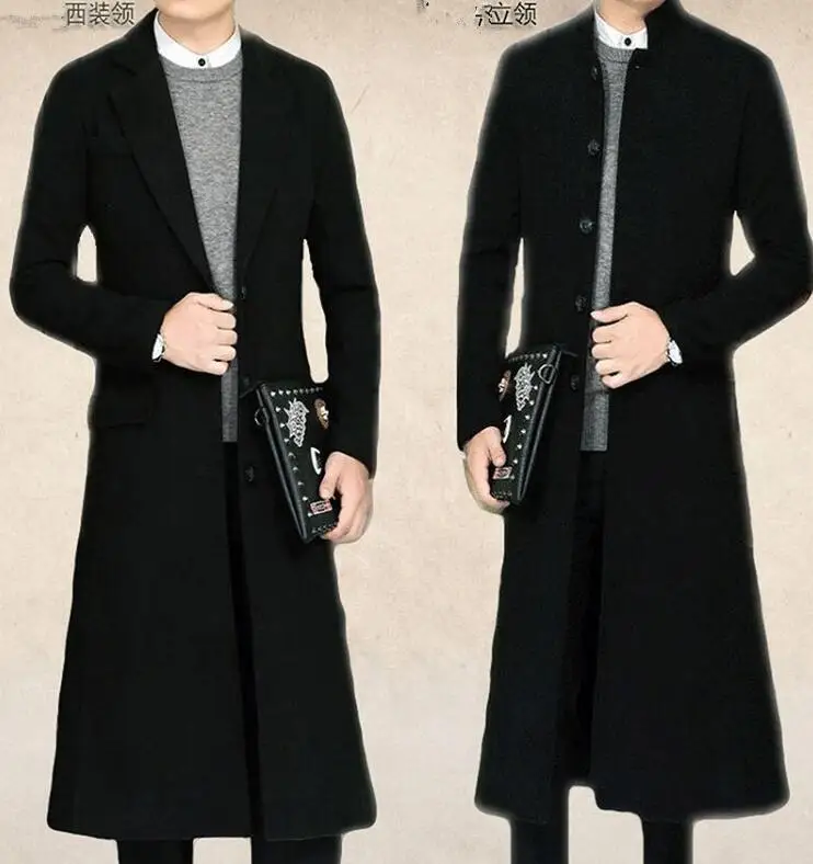 

M-4XL HOT 2019 Spring Men's New Fashion The super long model is a single-breasted single-breasted coat with a knee-length coat