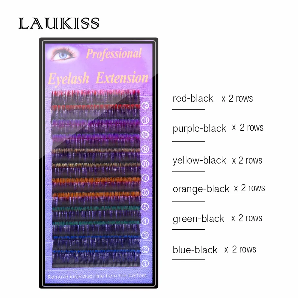 

LAUKISS Eyelashes Color Rainbow False Eyelashes Color Six Mix Eyelashes Extension Lashes Color For Party Faux Cils Natural