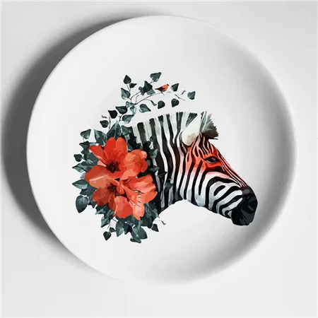 Декоративные керамические настенные тарелки, лося, Зебра, домашнее украшение, посуда в скандинавском стиле - Цвет: 18