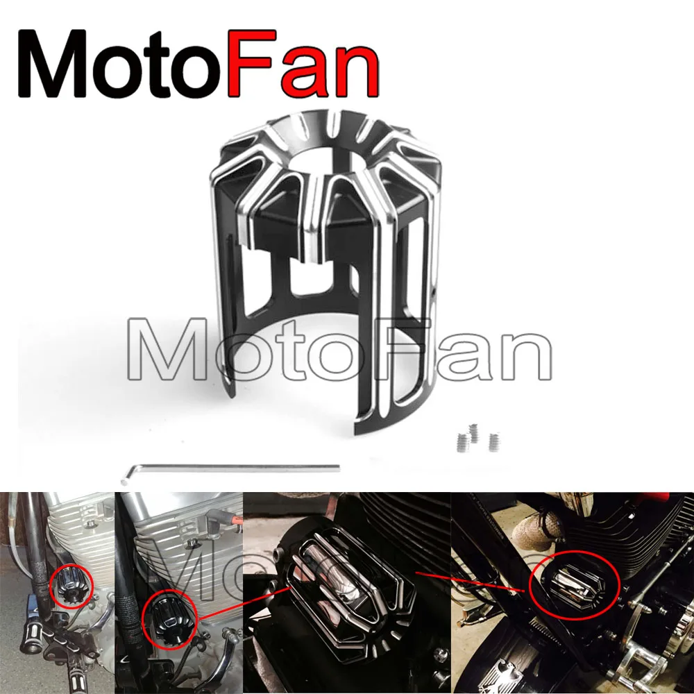 New Motorcycle Oil Filter Cover Machine Oil Grid Beveled Styling Black