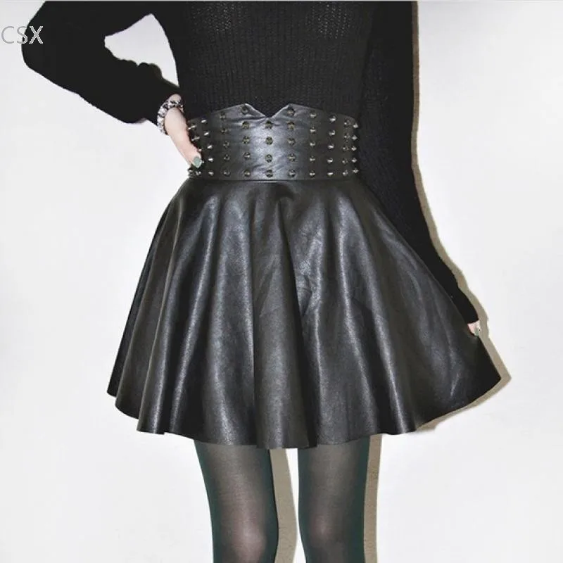 Юбка женская плиссированная из искусственной кожи с высокой талией 61|skirt knit|skirt