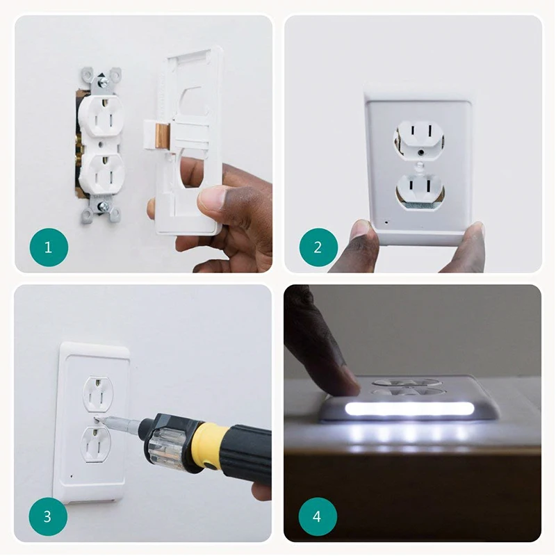 

1Pcs Night Lights US Plug Wall Snap Power Guide Light-Outlet Wall Plate With LED Light SnapPower Guidelight