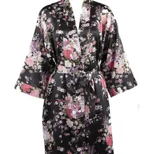 Стиль Китайский Для женщин из искусственного шелка халат печатные домашнее платье летнее платье Повседневное Ночные рубашки для девочек пижамы цветы плюс Размеры ng018