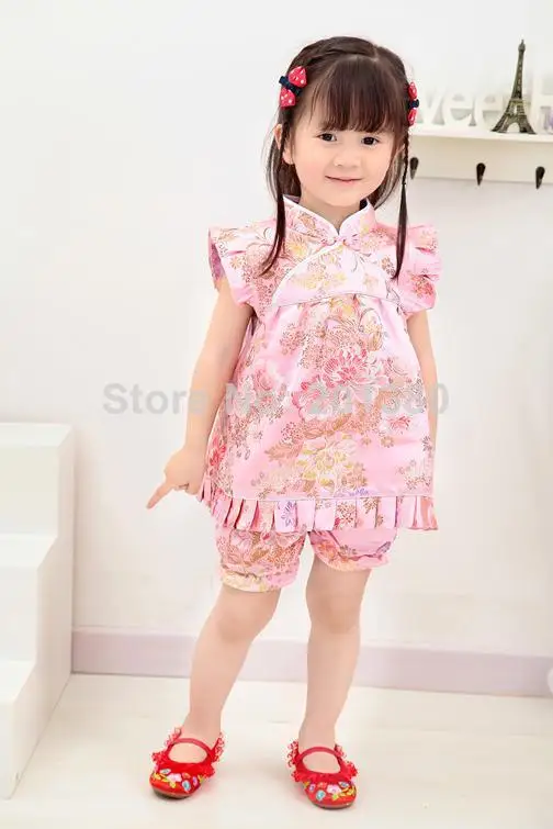 

hot sale baby's sets Qipao suit toddler outfits baby girl clothing girl dress pant suit bebe summer clothes