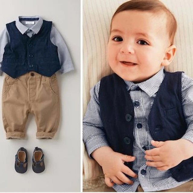 Boys Clothes 18m 2T Baby Boys Clothing Set Shirt+Vest+Pant 3pcs