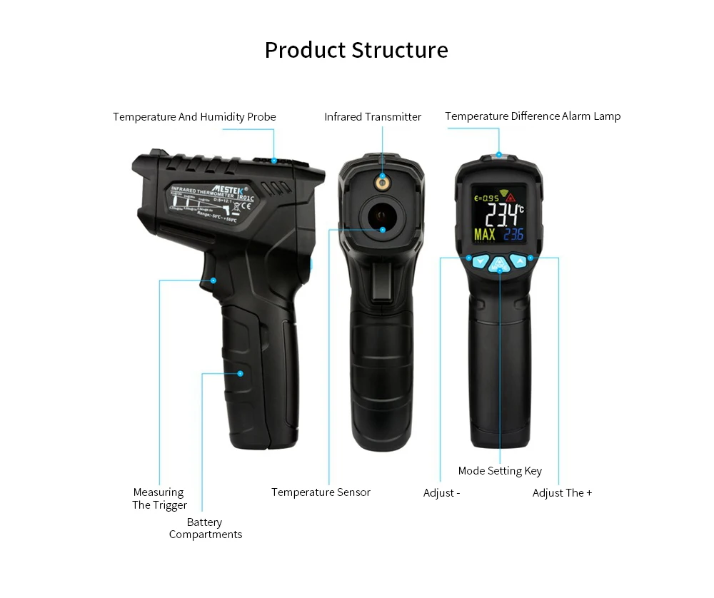 MESTEK IR01C цифровой термометр для измерения влажности инфракрасный термометр гигрометр Измеритель температуры пирометр для кухни дома