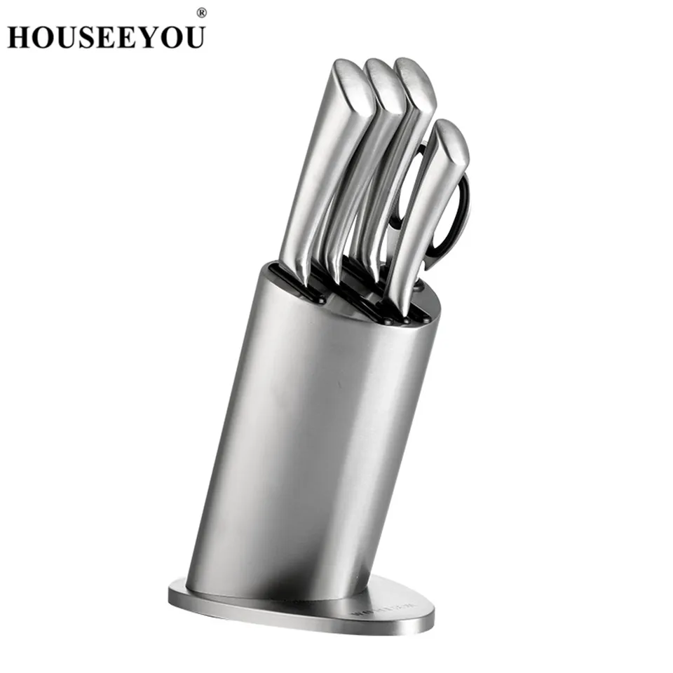 

HOUSEEYOU Kitchen Knife Block Knives Holder Stand Premium Stainless Steel Knife Rest Shelf Tools Organizer Storage Accessories