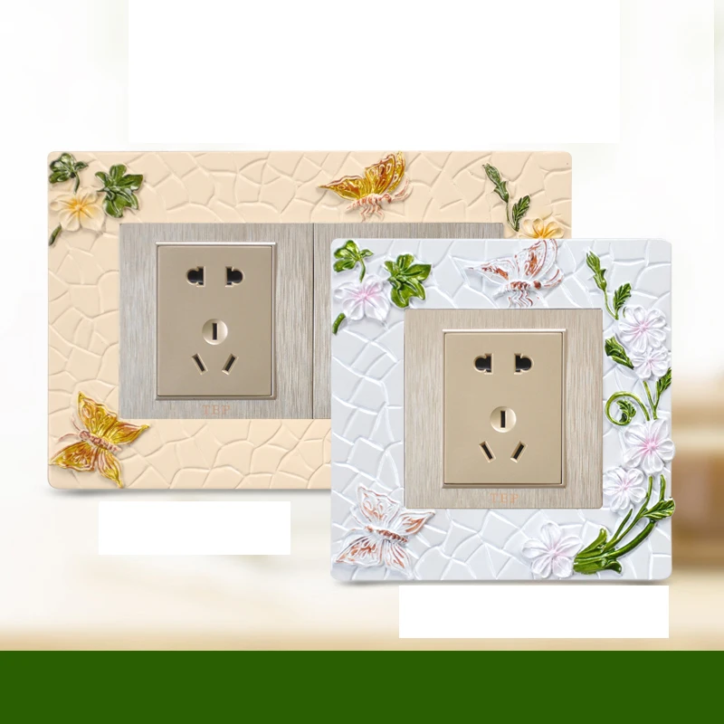 التبديل المقبس ضوء الزخرفية مجموعات غرفة نوم بسيطة الحديثة الإبداعية المزدوجة التبديل لوحة خلفية