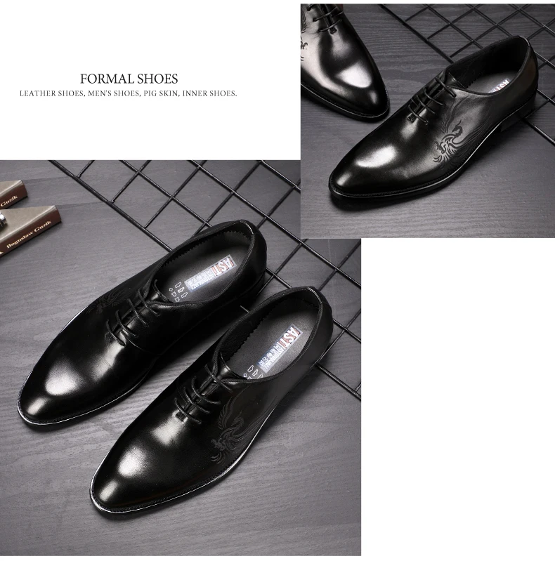 Men's Leather Casual Shoe Business Men Genuine Leather Shoes Men Lace Up Classic Oxford Shoes For Men Black Formal Shoe Big Size (5)