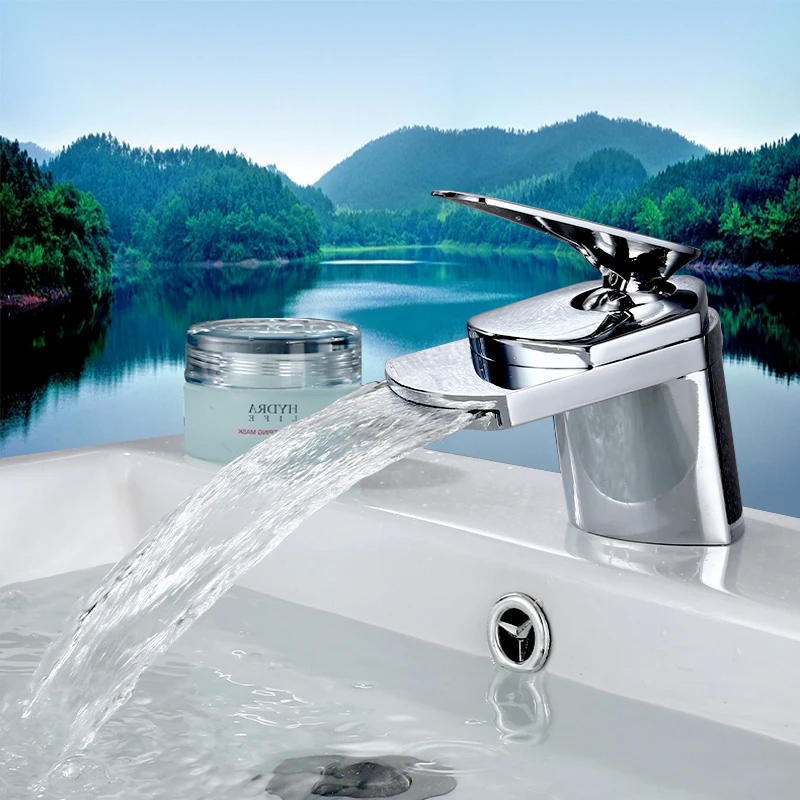 Basin-Faucet-Waterfall-spout-single-handle-Chrome-Finish-Drain-Solid-brass-para-bathroom-mixer-water-tap (1)
