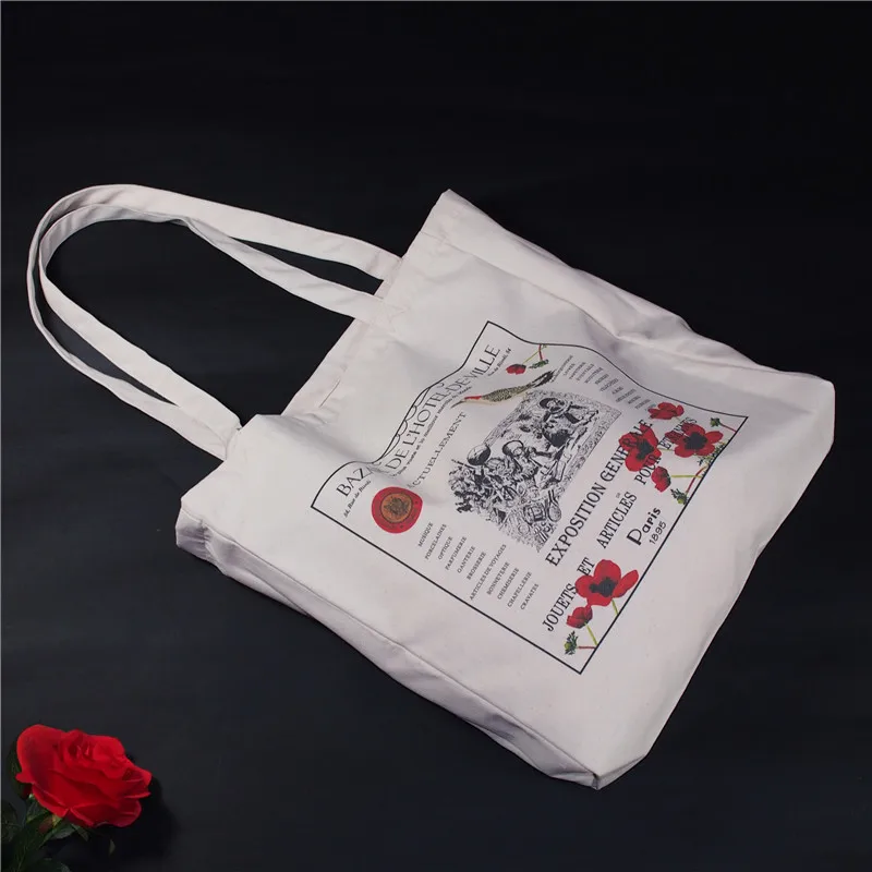 

Costom Canvas Cotton Eco Shopping Tote Shoulder Bag Graffiti Flower Letters Words Adjustable Shoulder Strap QIHE
