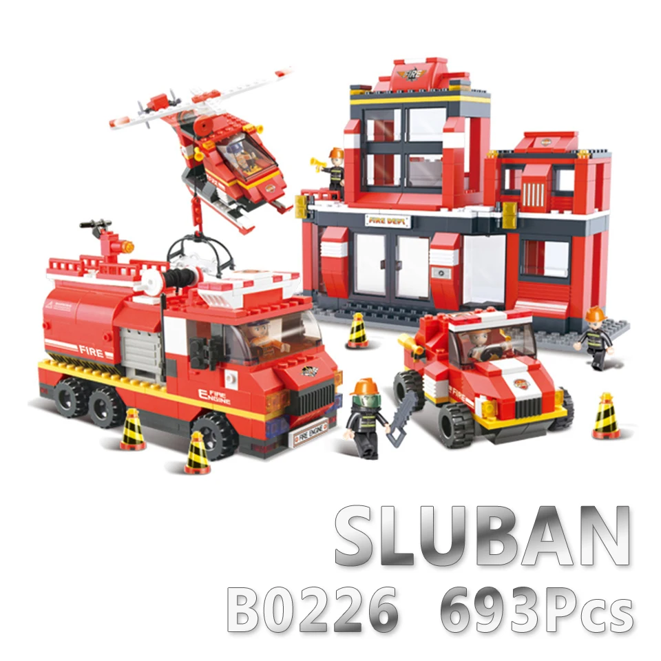 

Sluban Model Building Compatible lego Lego B0226 693pcs Model Building Kits Classic Toys Hobbies Fire Emergency Sets