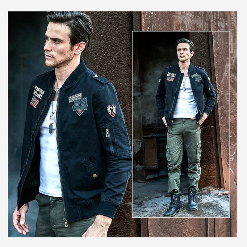 

Europe and the United States cross-border exclusive spring new cotton large size washed jacket male pilot casual tooling jacket