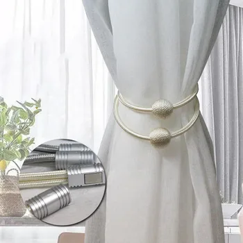 

1PCS Curtain Buckle European Magnet Curtain Straps Double Ball Curtain Magnetic Straps Modern Minimalist Curtain Accessories