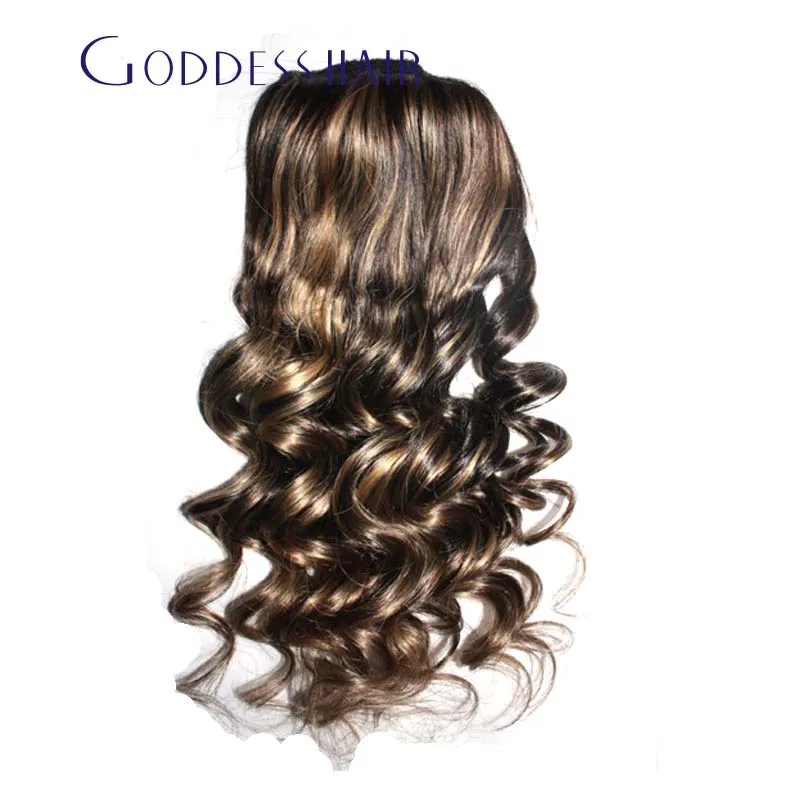 

Real!100 human hair Brazilian ponytail 14# highlight loose wave Drawstring Ponytails 100g 8-24inches free shipping