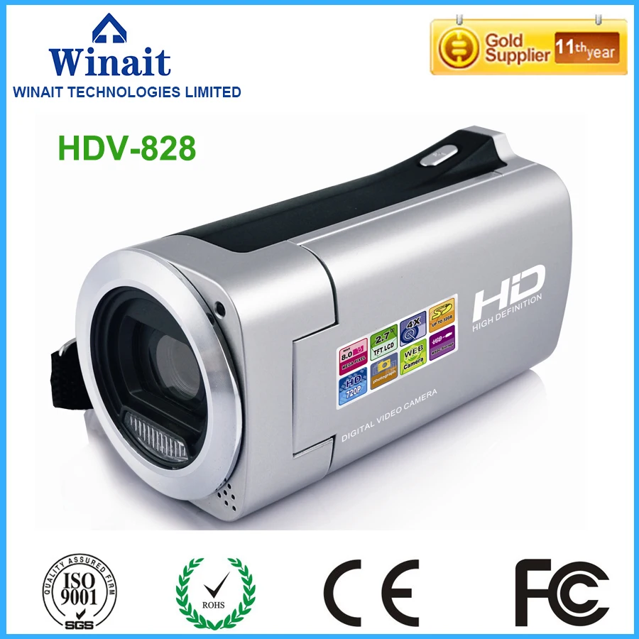 Winait дешевая цифровая видеокамера HDV-828 15mp 4x цифровой перезаряжаемый зум литиевая батарея фото и видеокамера