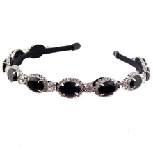 Элегантные стразы, лента для волос, блестящая черная кристальная повязка на голову для женщин, модные аксессуары для волос