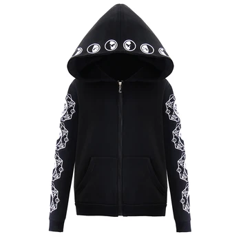 

Moon Print Women Black Hoodie Oversize Coat Plus Size S-5XL Hooded Streetwear Top Streetwear Gothic Punk Couple Hoodies