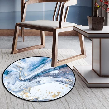 

Creative Round Carpet Blue White Atmosphere Pattern Rugs Study Parlor Coffee Chair Mats Bedroom Computer Chair Bedside Table Mat