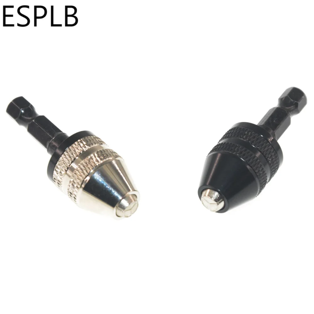 ESPLB Aluminum Alloy 0.3-3.6mm Mini Keyless Drill Bit Chuck Screwdriver Adapter 1/4" Hex Shank Milling Cutters with Quick-change