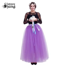 7 слоистых взрослых длинные плиссированные Тюлевая юбка 100 см трапециевидной формы длиной до пола подъюбник для вечерние выпускного вече