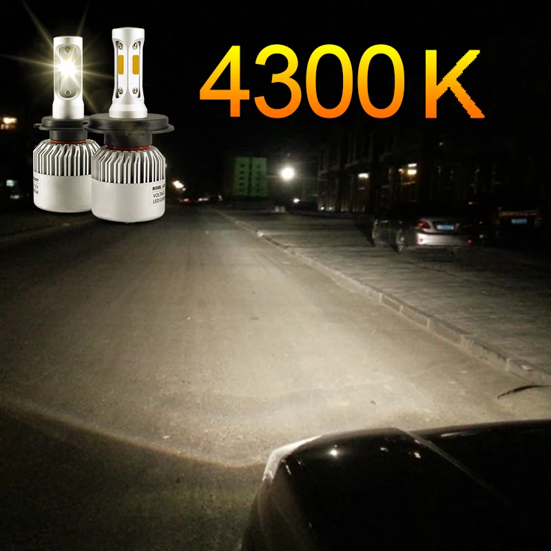 

hlxg 2PCS H7 H4 LED H1 H11 4300K HB3 HB4 Car Headlight Bulbs 8000LM Super Bright Conversion led automotivo Automotive Headlamp