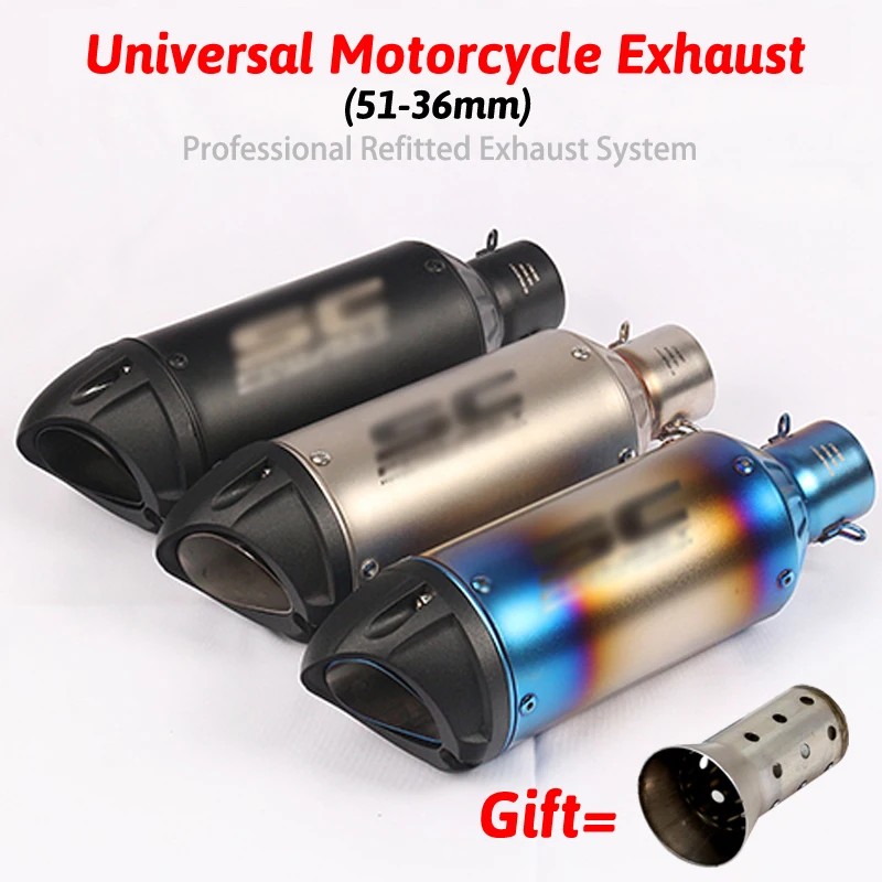 

Inlet 51mm Motorcycle Exhaust Pipe Muffler with DB killer FOR SC Laser Sticker Fiber Exhaust Pipe With Accessories