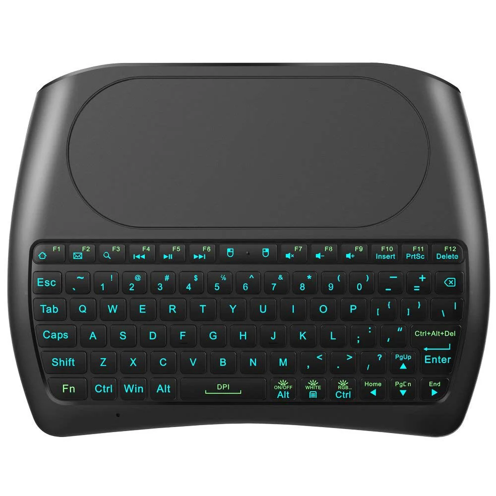 

Backlit Mini Wireless Keyboard with Large Touchpad Mouse Rechargable Li-ion Battery & Multi-Media Handheld Remote for PC/Google