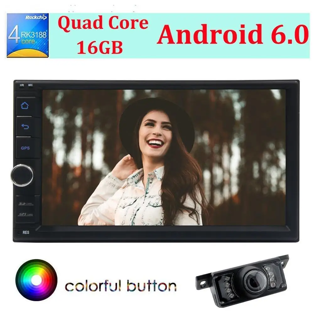 

Android 6.0 Car Stereo Bluetooth Car Radio 7'' Double Din Head Unit support DAB+ Mirrorlink WIFI USB SD port OBD SWC+Rear Camera