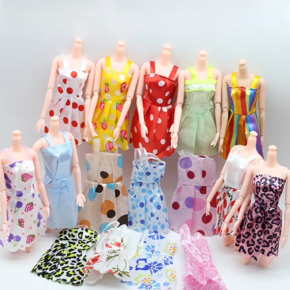 10 шт./компл. смешанные Стиль, ручная работа, платье куклы для модных малышей Для летних вечеринок платье принцессы с о-образной для куклы Барби Костюмы