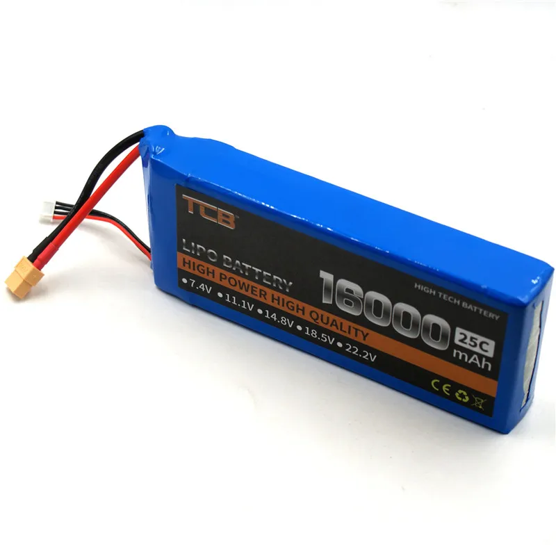 

TCB RC LiPo Battery 3s 11.1v 16000mAh 25c for RC Airplane Drone Quadrotor Helicopter Li-ion batteria