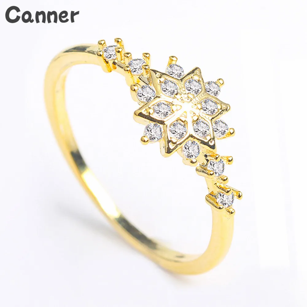 

Canner Fashion Gold/Silver Color Dainty Snowflake Rings For Women Girls Wedding Rings For Women Fashion Jewelry W25
